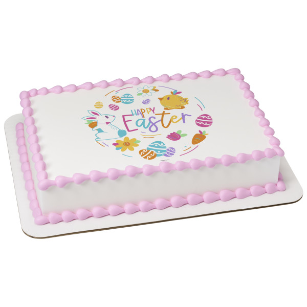 Happy Easter Chick & Bunny PhotoCake® Edible Image®
