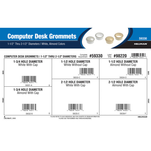 White & Almond Computer Desk Grommets Assortment (1-1/2