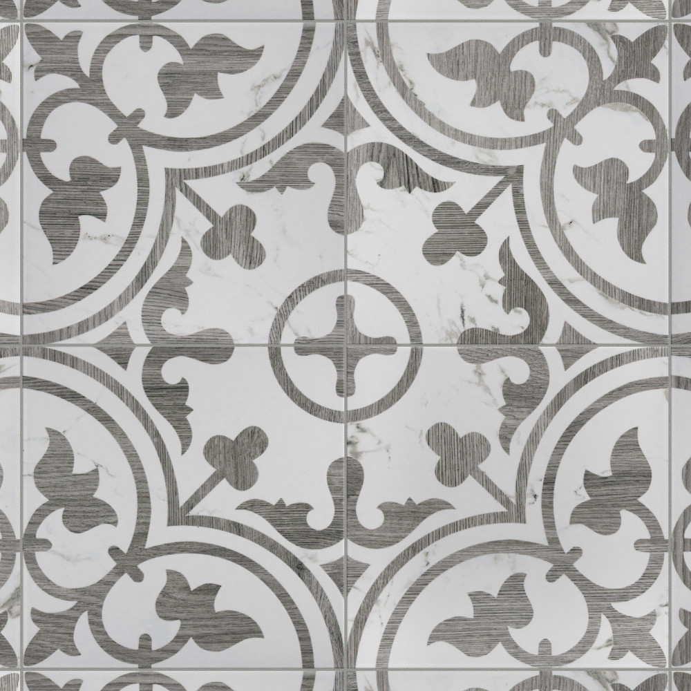 Llama Arte Loire Silver Smoke 9.75x9.75 Square Porcelain Floor and Wall Digital Pattern