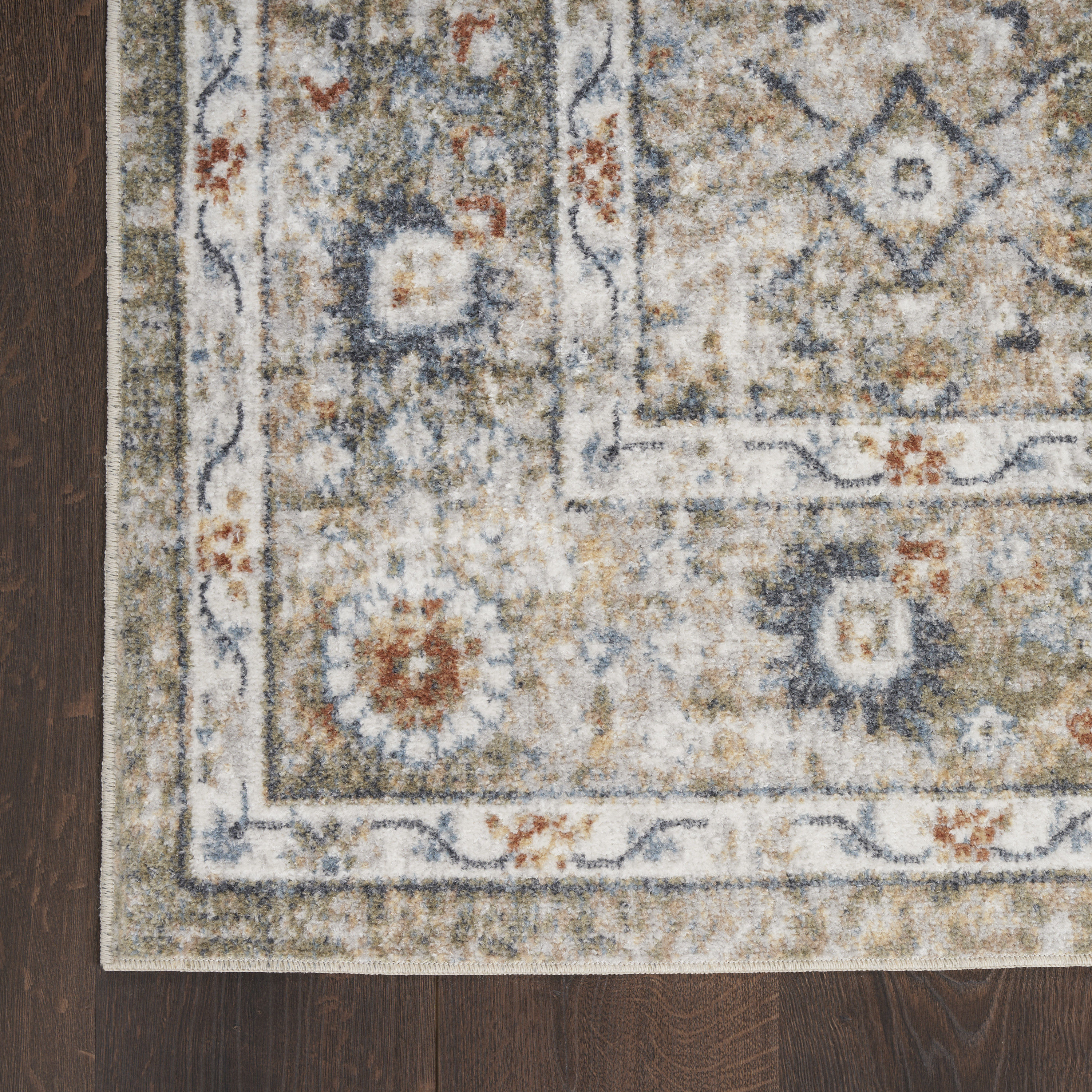 Nourison Astra Machine Washable 4' x 6' Gold Grey Vintage Indoor Rug