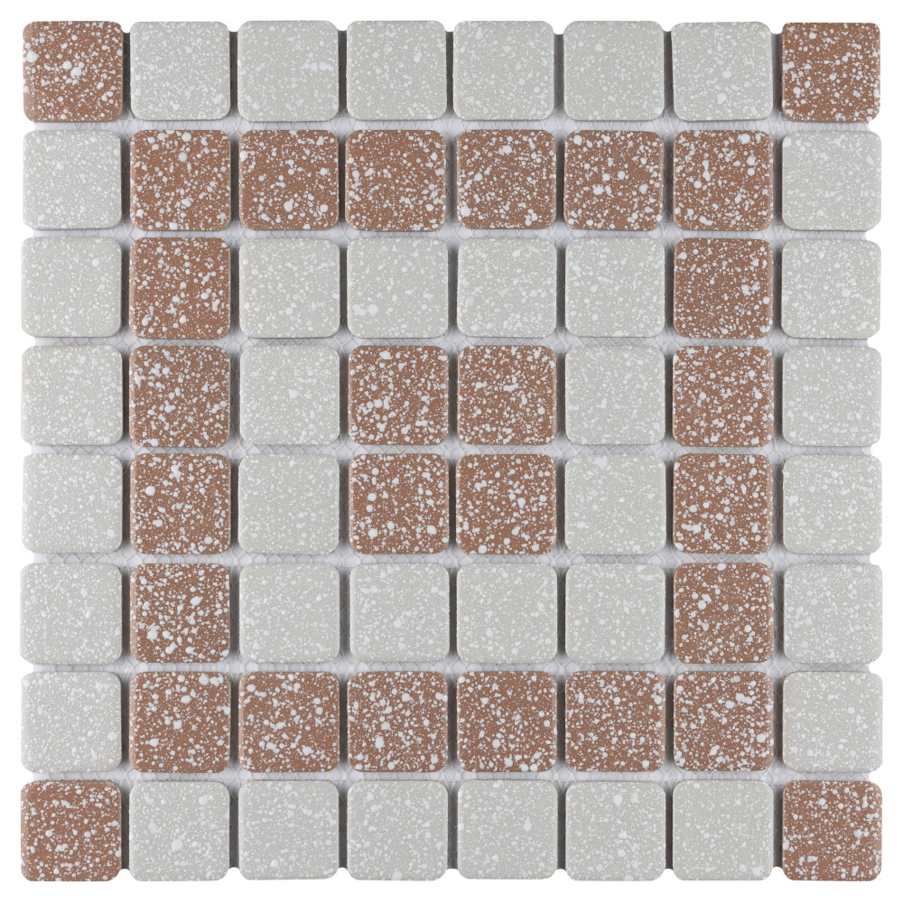 Sample – Crystalline Market Square Beige Porcelain Mosaic Tile
