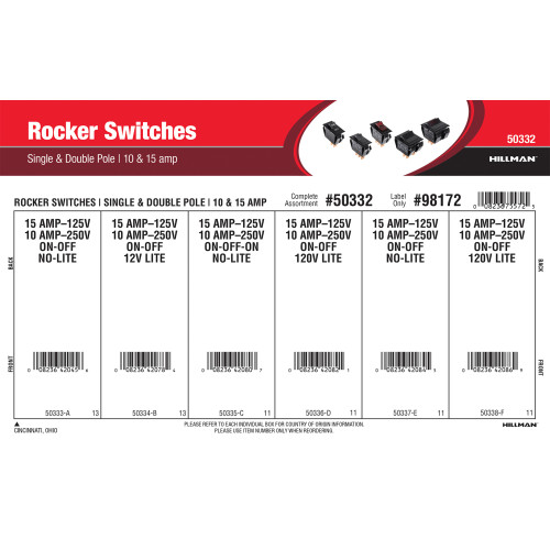 Single & Double-Pole Rocker Switches Assortment (10 & 15 Amp)