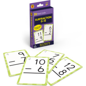 Subtraction 0 to 12 Flash Cards, 54 Cards