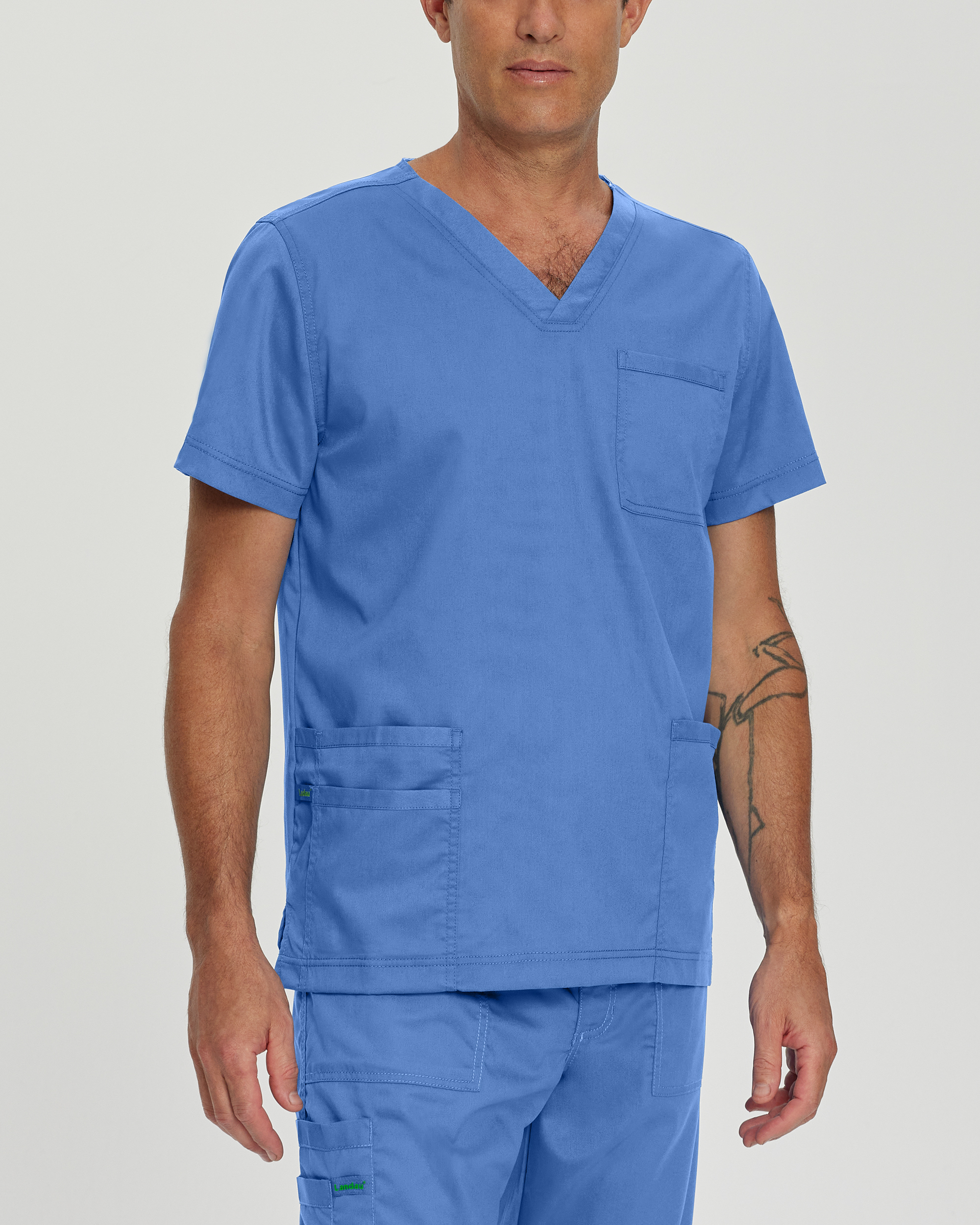 Landau ProFlex Men&#8216;s 4-Pocket V-Neck Scrub Top-Landau