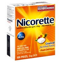 Nicorette Stop Smoking Aid Gum 2 mg Fruit Chill