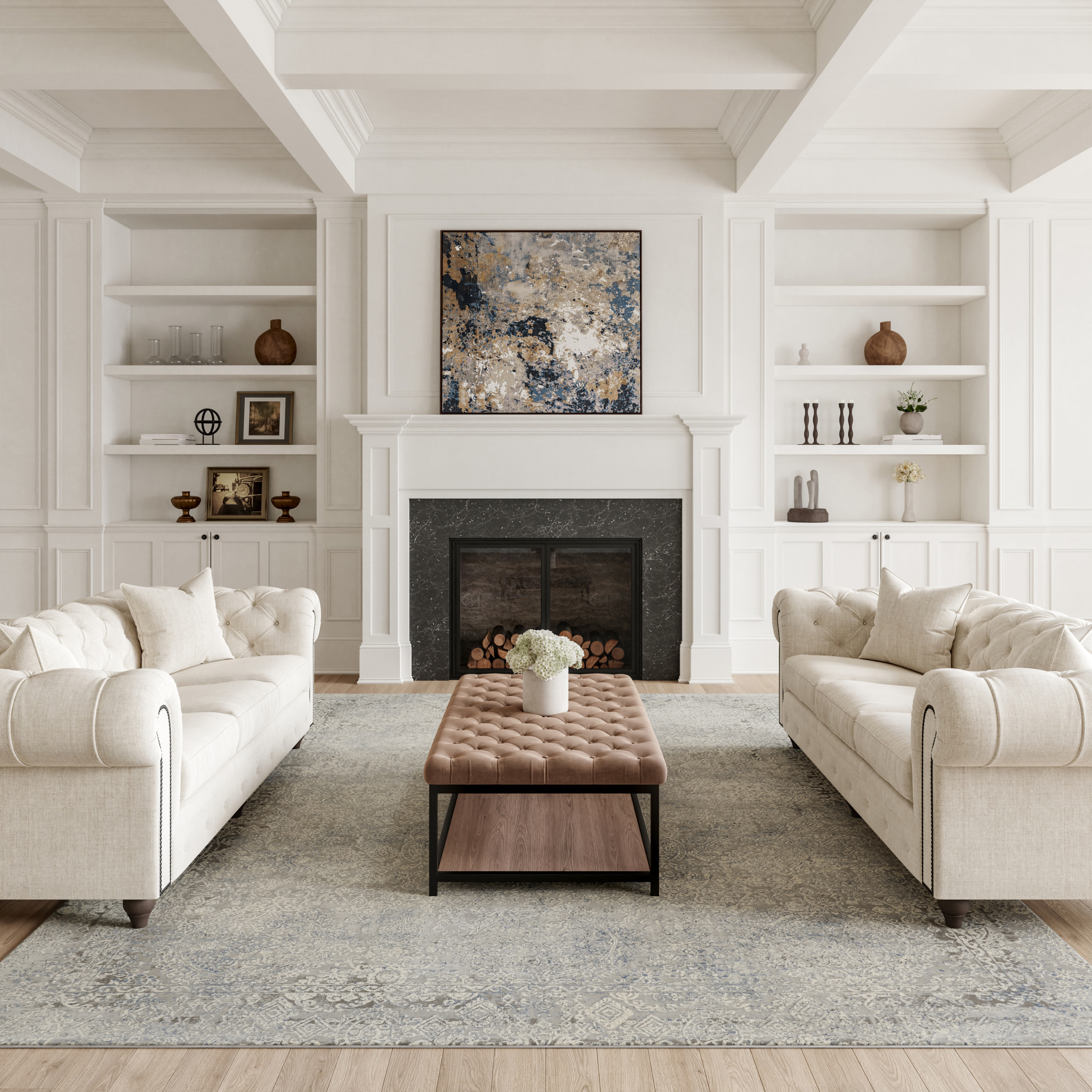 Nourison Rustic Textures 7'10" x 10'6" Ivory Light Blue Vintage Indoor Rug
