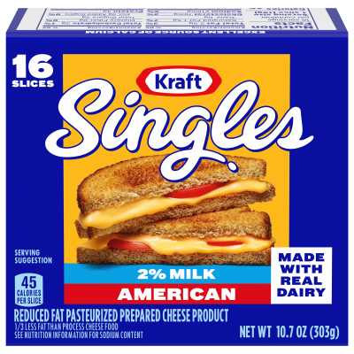 Kraft Singles 2% Milk American Cheese Slices 10.7 oz (16 slices)