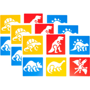 Dinosaur Stencils, Plastic, 6 Count, Pack of 3
