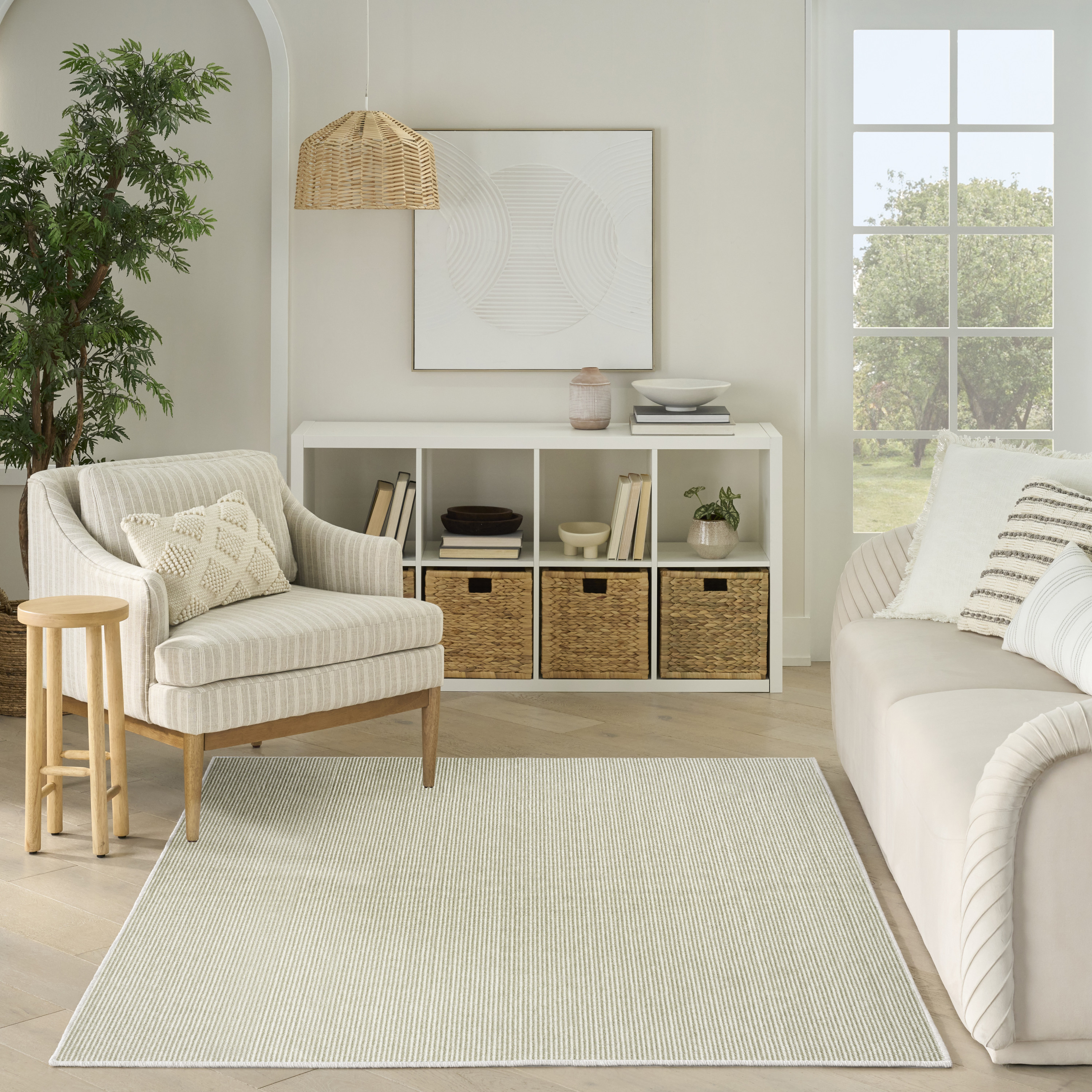 Nourison Natural Texture 3'11" x 5'11" Ivory Green Farmhouse Indoor Rug