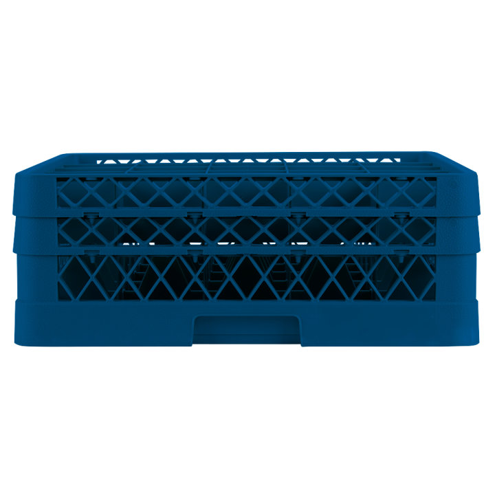 Full-size 25-compartment Traex® glass rack with two extenders in royal blue