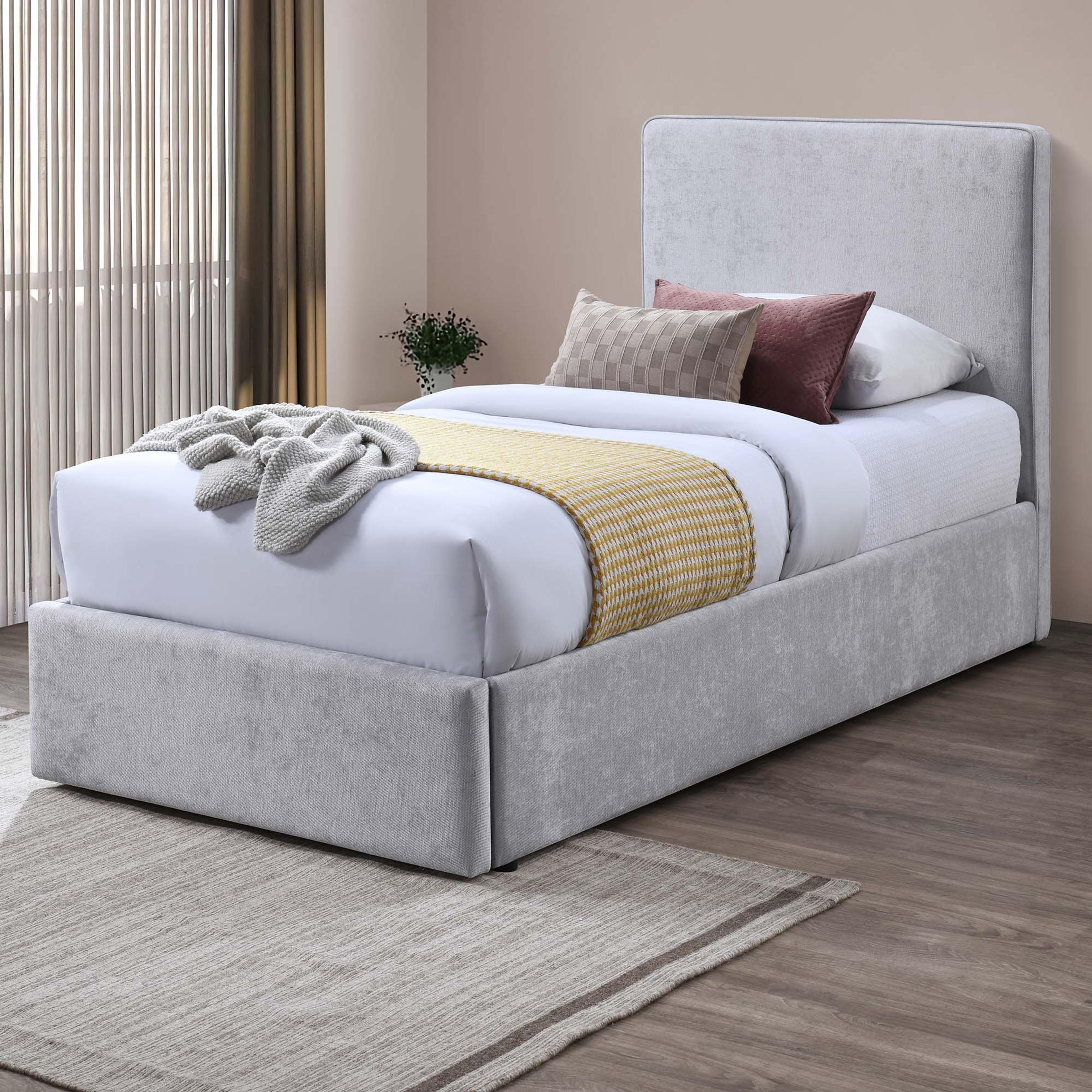 Lifestyle image of the  Orlando Bed Frame, Drawer Base, Stone from Forty Winks