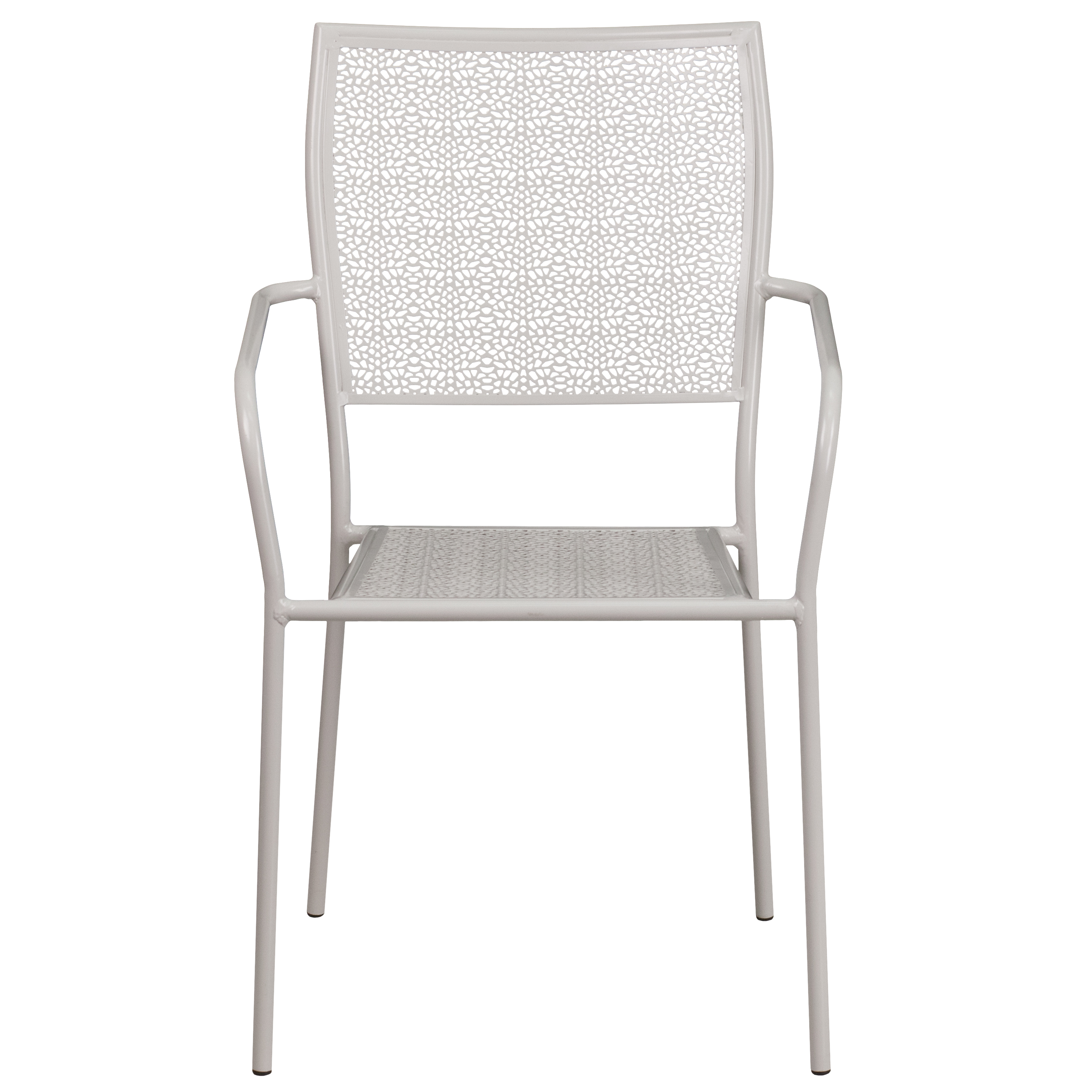 Commercial Grade Sky Blue Indoor-Outdoor Steel Patio Arm Chair with Square Back - Picture 56 of 61