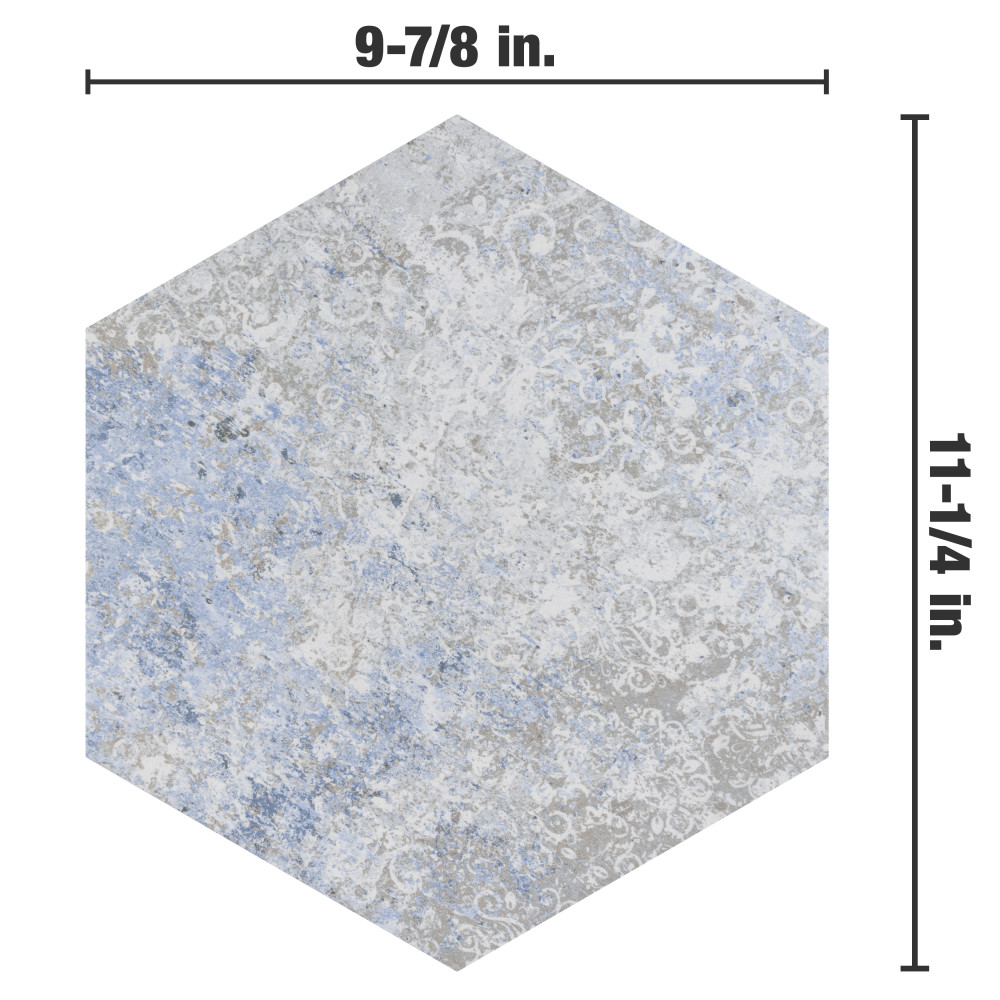 Emotion Hex Grey 9-7/8 in. x 11-1/4 in. Porcelain Floor and Wall Tile