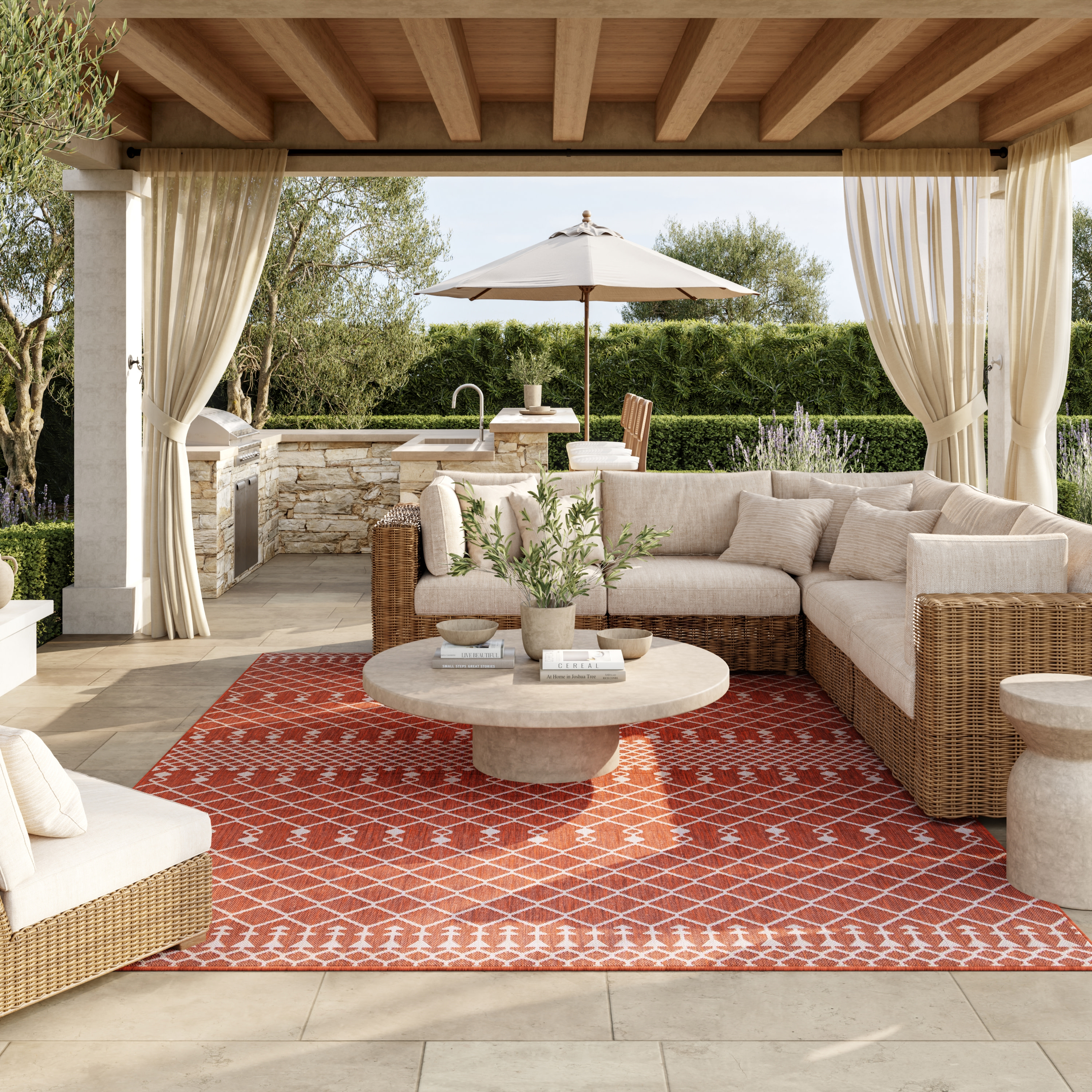 Nourison Positano 7' x 10' Terracotta Modern Rug