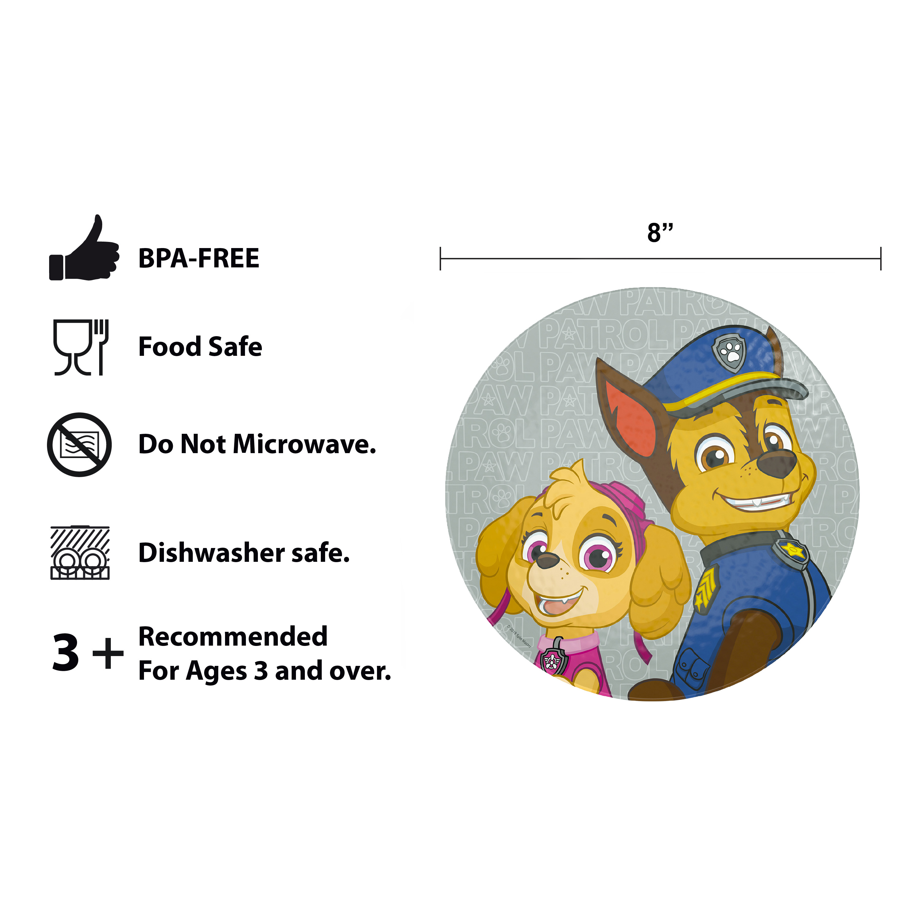 Paw patrol Kids 9-inch Plate and 6-inch Bowl Set, Chase, Skye and Friends, 2-piece set slideshow image 8