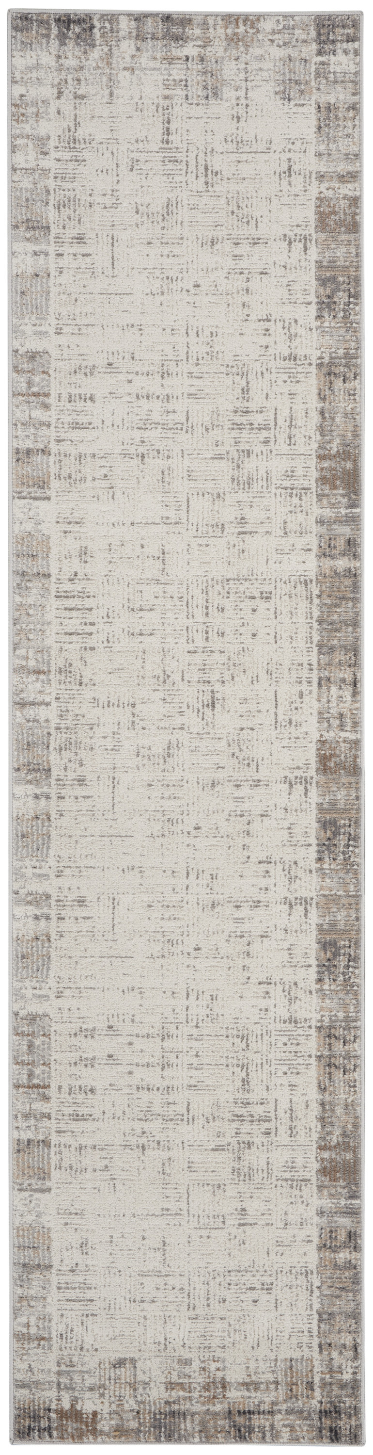 Nourison Elation 2'2" x 16' Ivory Grey Modern Indoor Rug