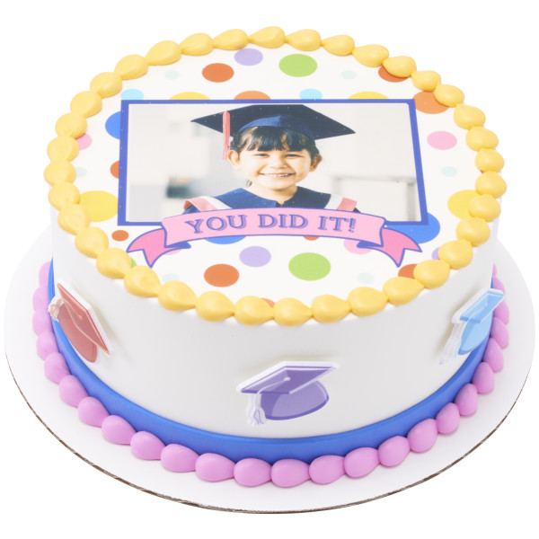 Bright Grad Hats Cupcake Rings