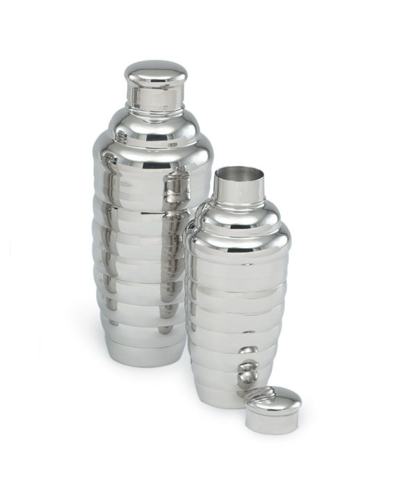 24-ounce stainless steel cocktail shaker with beehive pattern