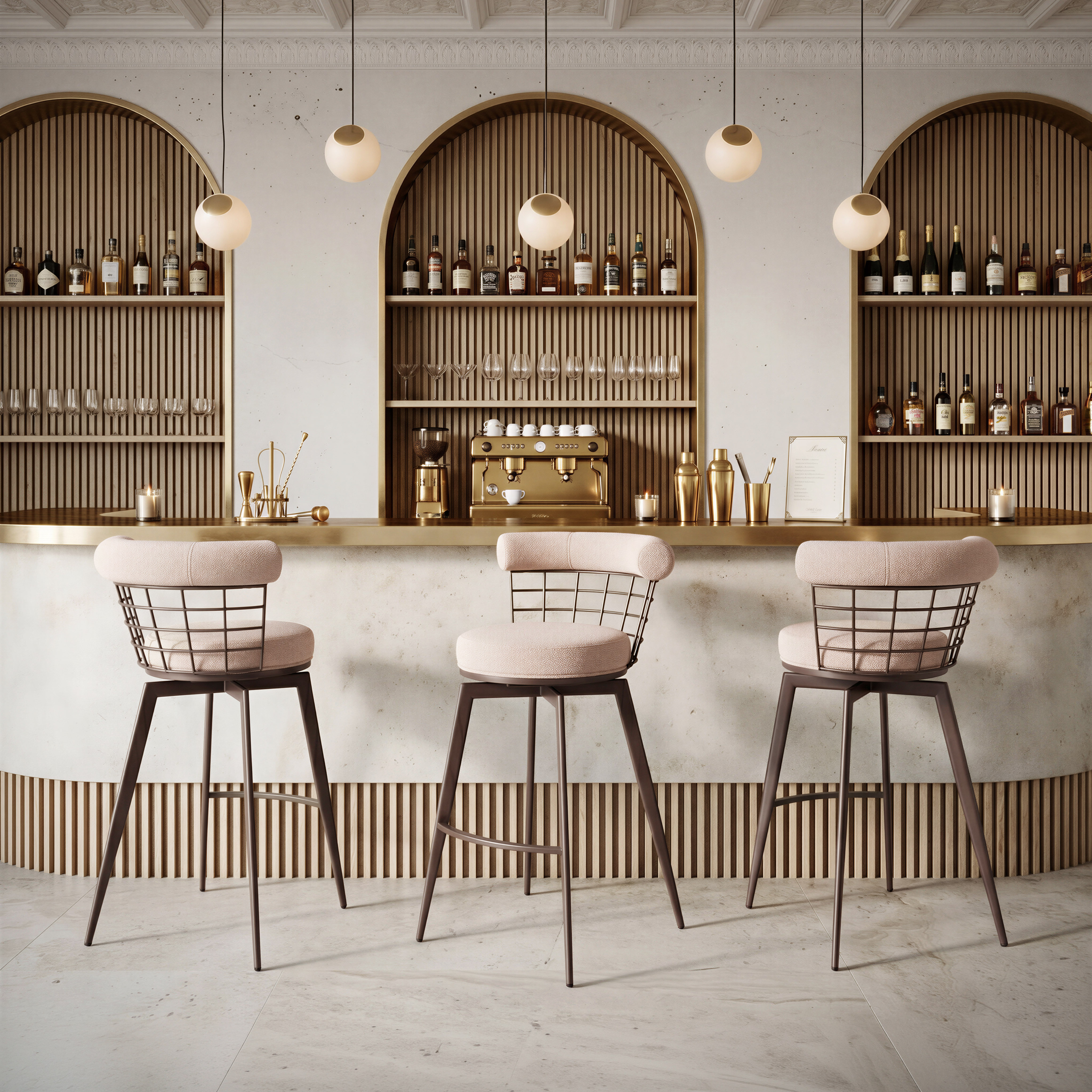 Saku Swivel Barstool Beige & Brown product image