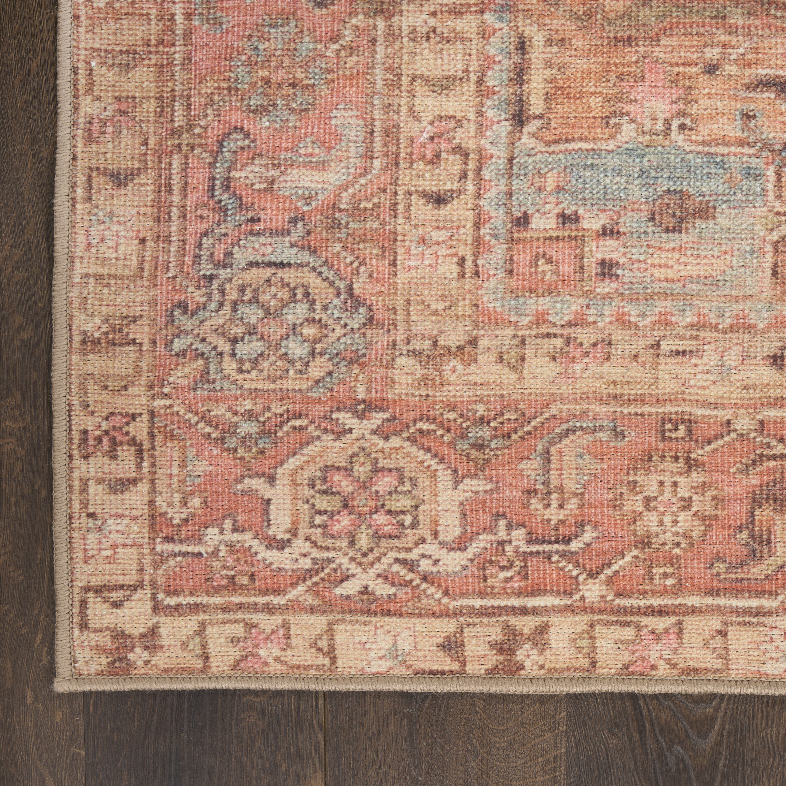 Nourison Vintage Washables 9'10" x 13'2" Coral Multicolor Vintage Indoor Rug