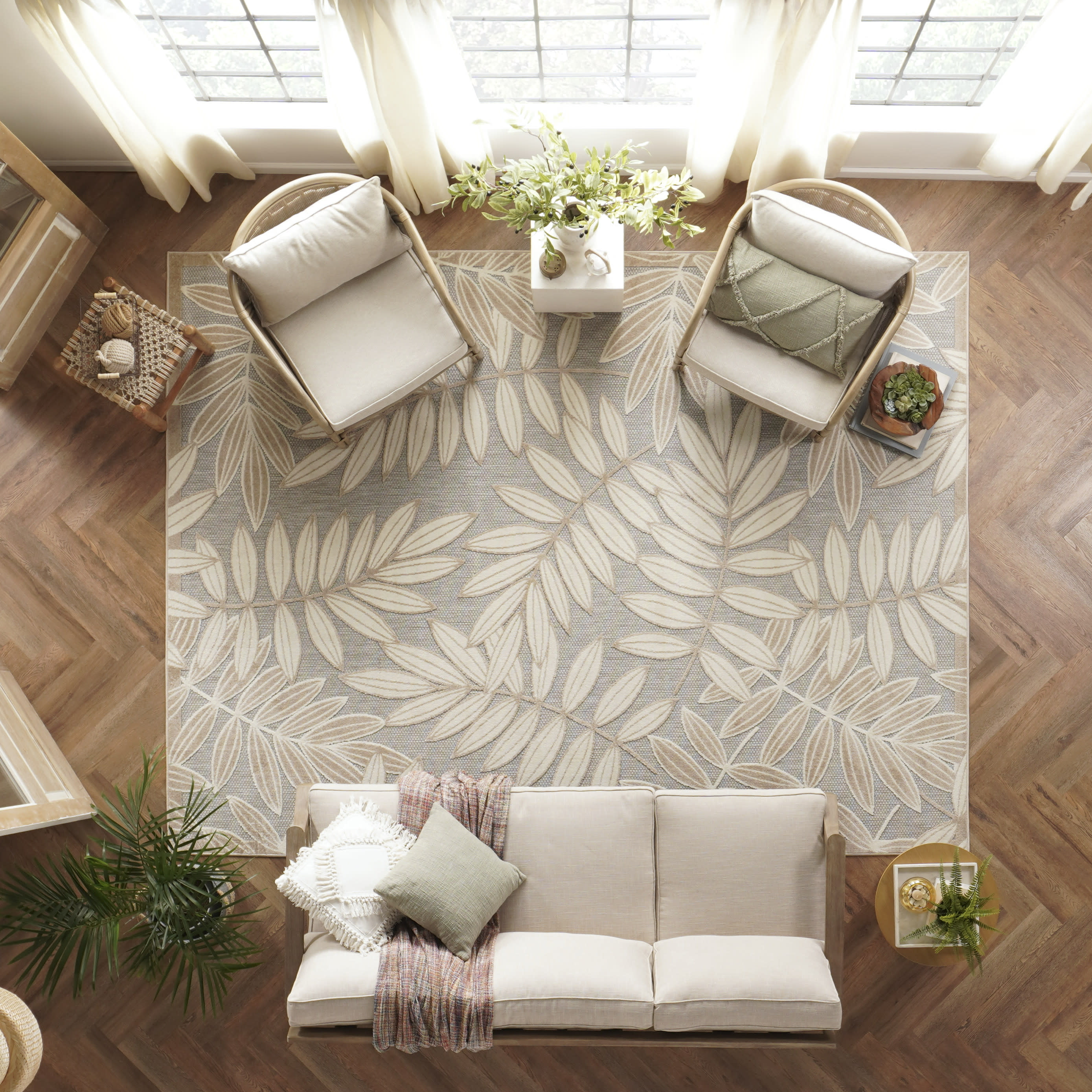 Nourison Aloha 7'10" x 10'6" Natural Tropical Rug