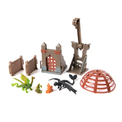 Dreamworks Dragons, Trial of Flame, World of Berk: Dragon Capture Playset, 2 Dragon Figures with 2 Viking Figures, Playset for Kids for Ages 4 and up