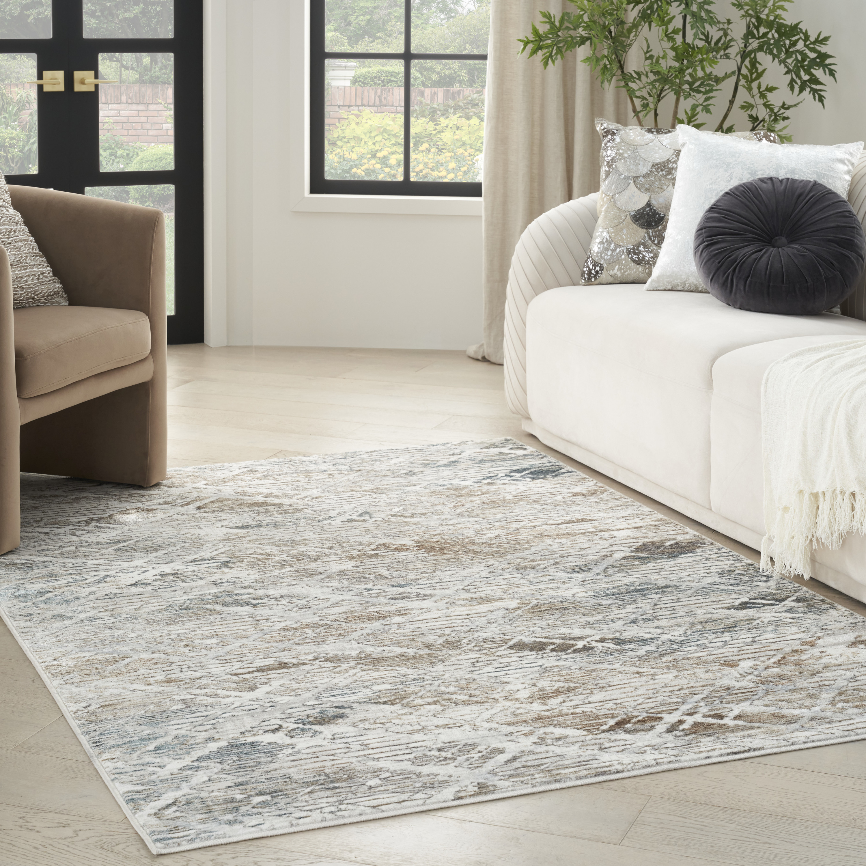 Nourison Glitz 7'10" x 9'10" Grey Multicolor Modern Indoor Rug