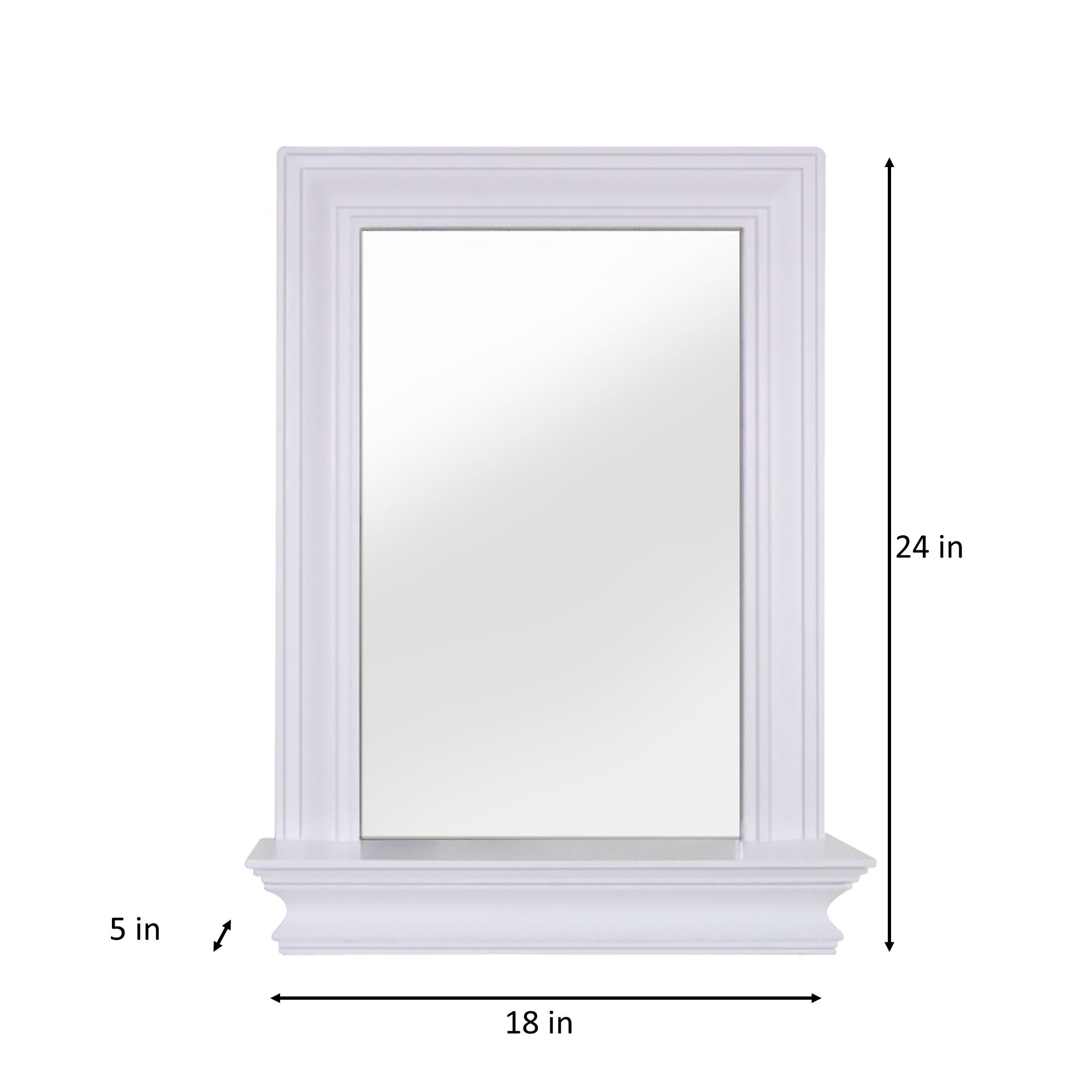 Teamson Home Stratford Wooden Wall Mirror with Storage Shelf, White - Picture 3 of 9