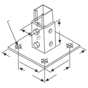 Superstrut Steel Squared Post Base With GoldGalv Finish For Paralleled Strut