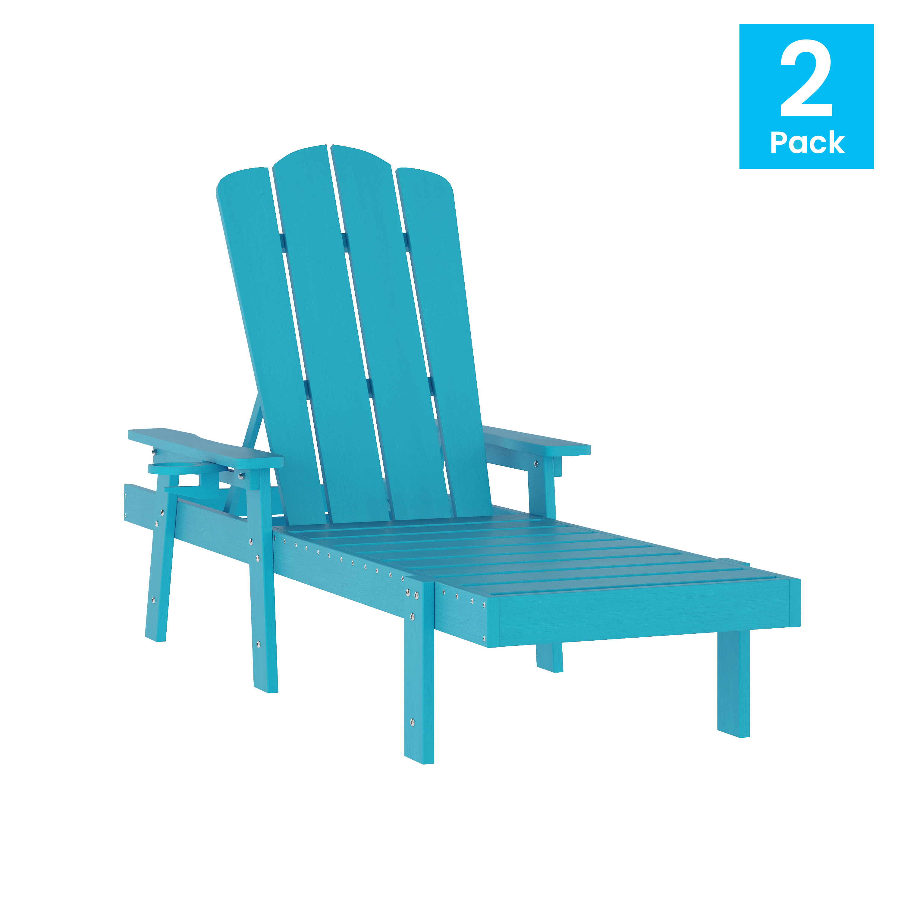 Stockton Set of 2 Red Recycled HDPE Adjustable Adirondack Loungers with Fold ... - Bild 20 von 23