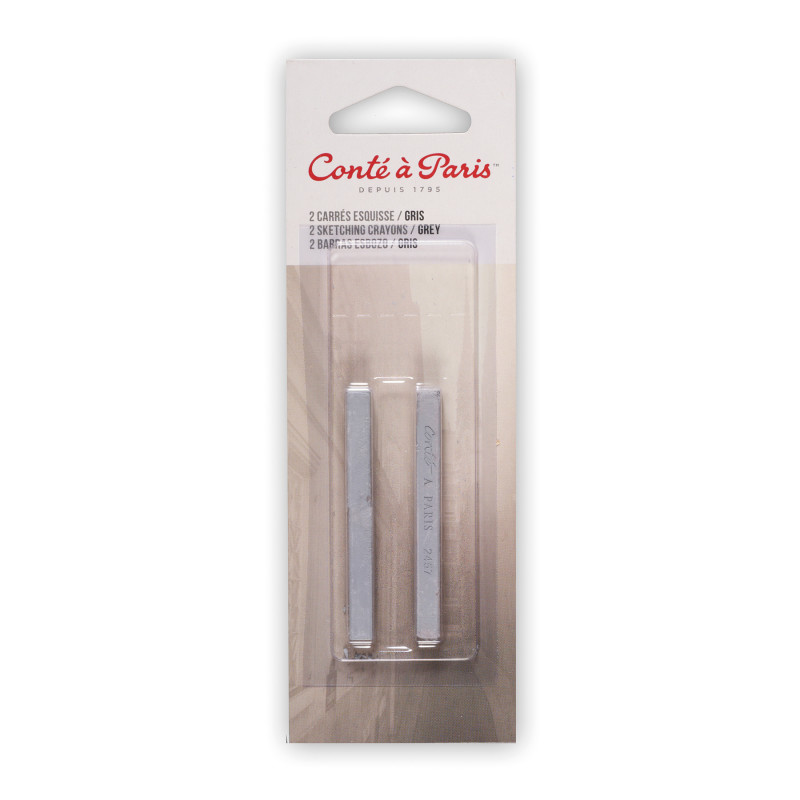 Carrés Esquisse Sketching Pastel Crayons, Grey (2457), Pack of 2