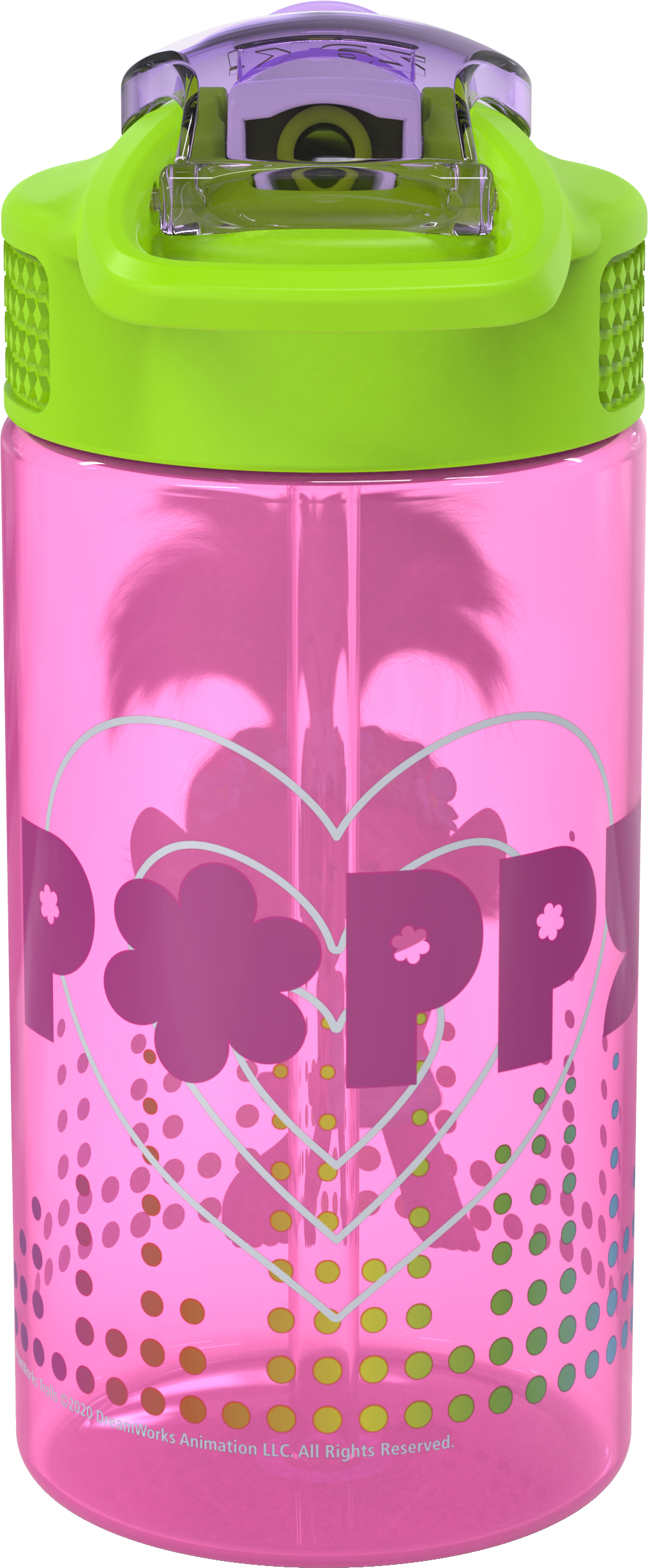 Trolls 2 Movie 16 ounce Reusable Plastic Water Bottle with Straw, Poppy, 2-piece set slideshow image 14