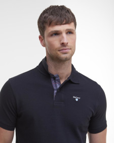 Tartan Pique Polo Shirt Black-Modern