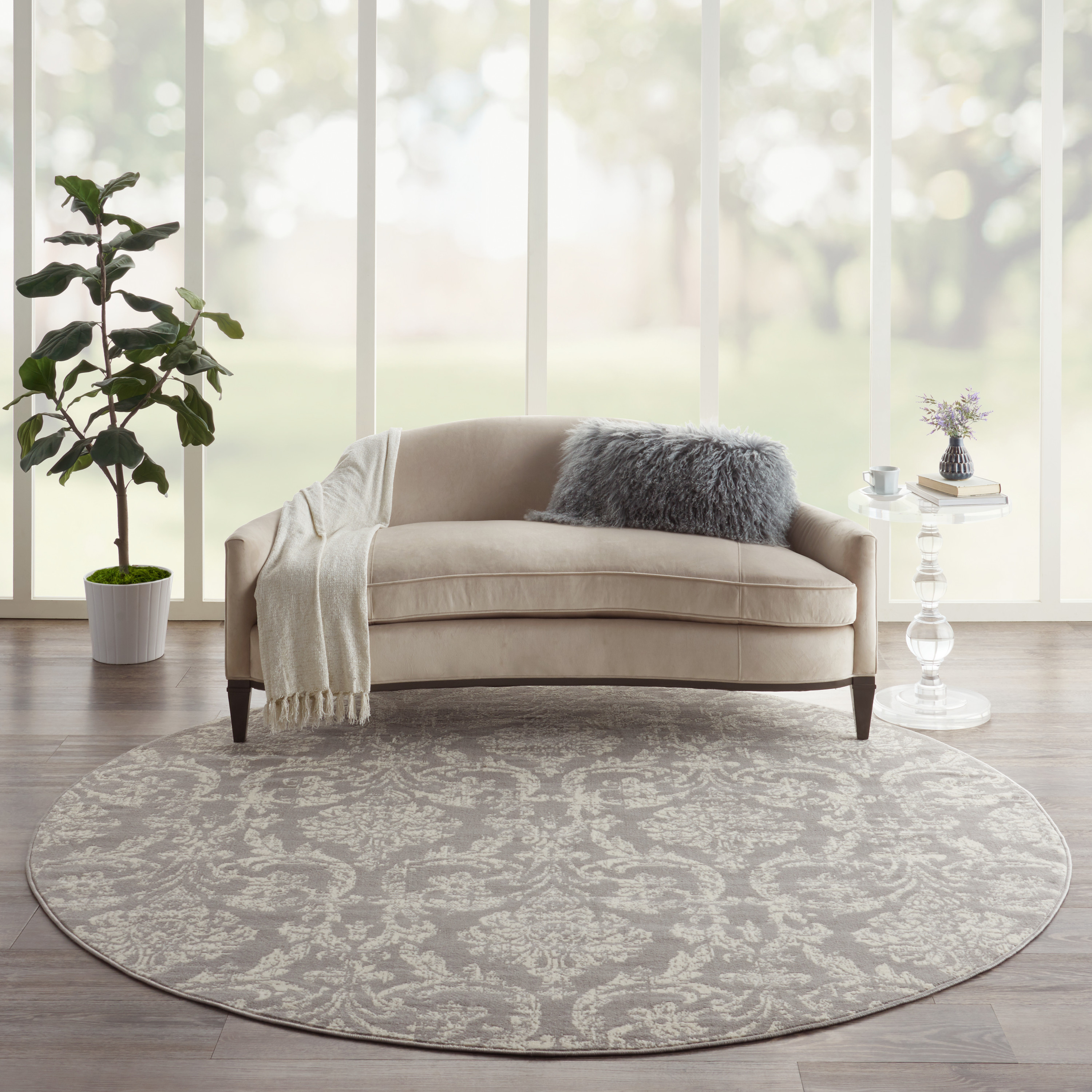 Nourison Jubilant 8' x Round Grey Vintage Indoor Rug