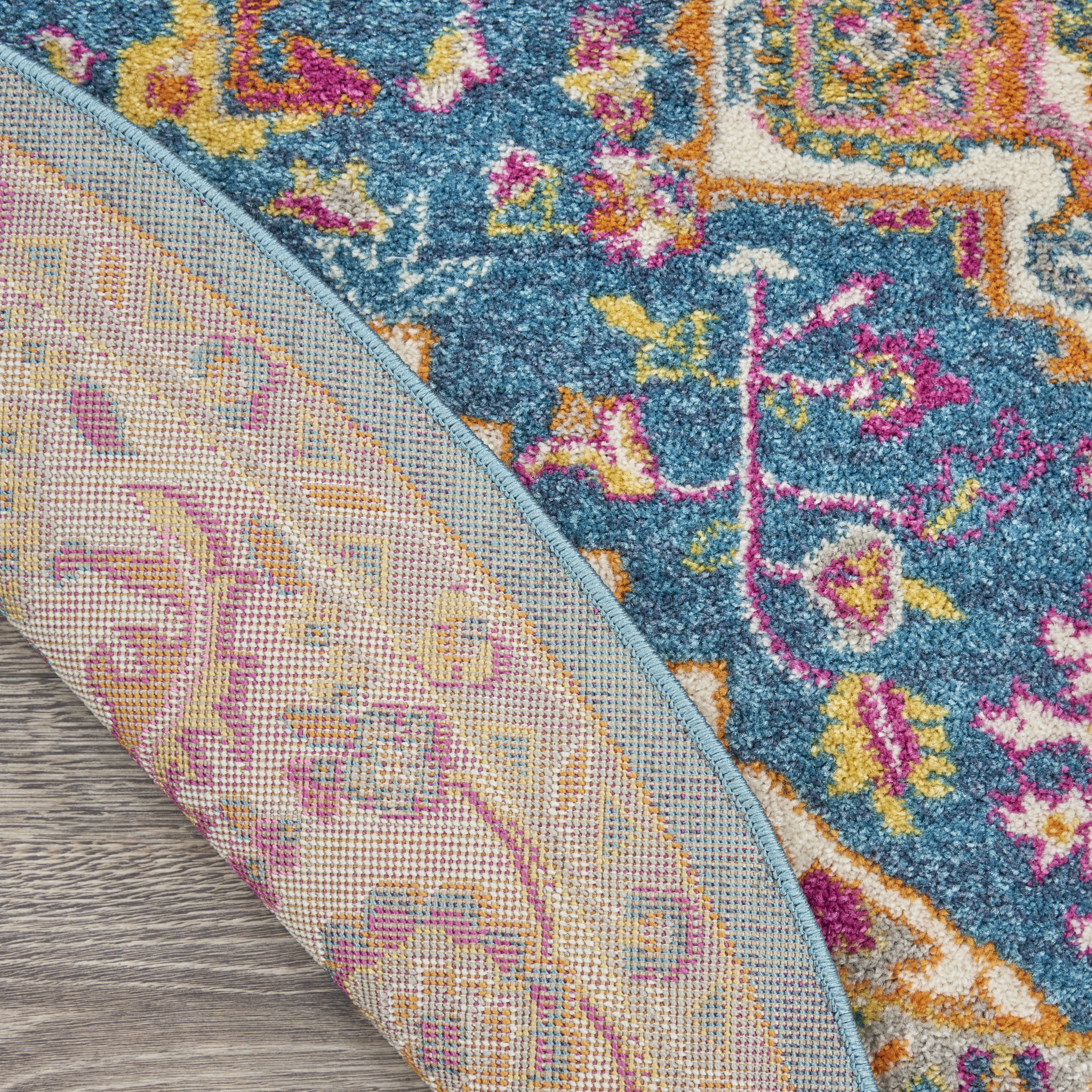 Nourison Passion 4' x Round Teal Multicolor Bohemian Indoor Rug