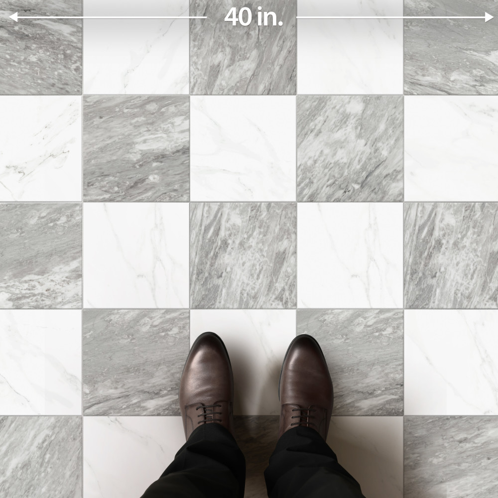 Marbilia Chess Bardiglio 17-3/8 in. x 17-3/8 in. Porcelain Floor and Wall Tile