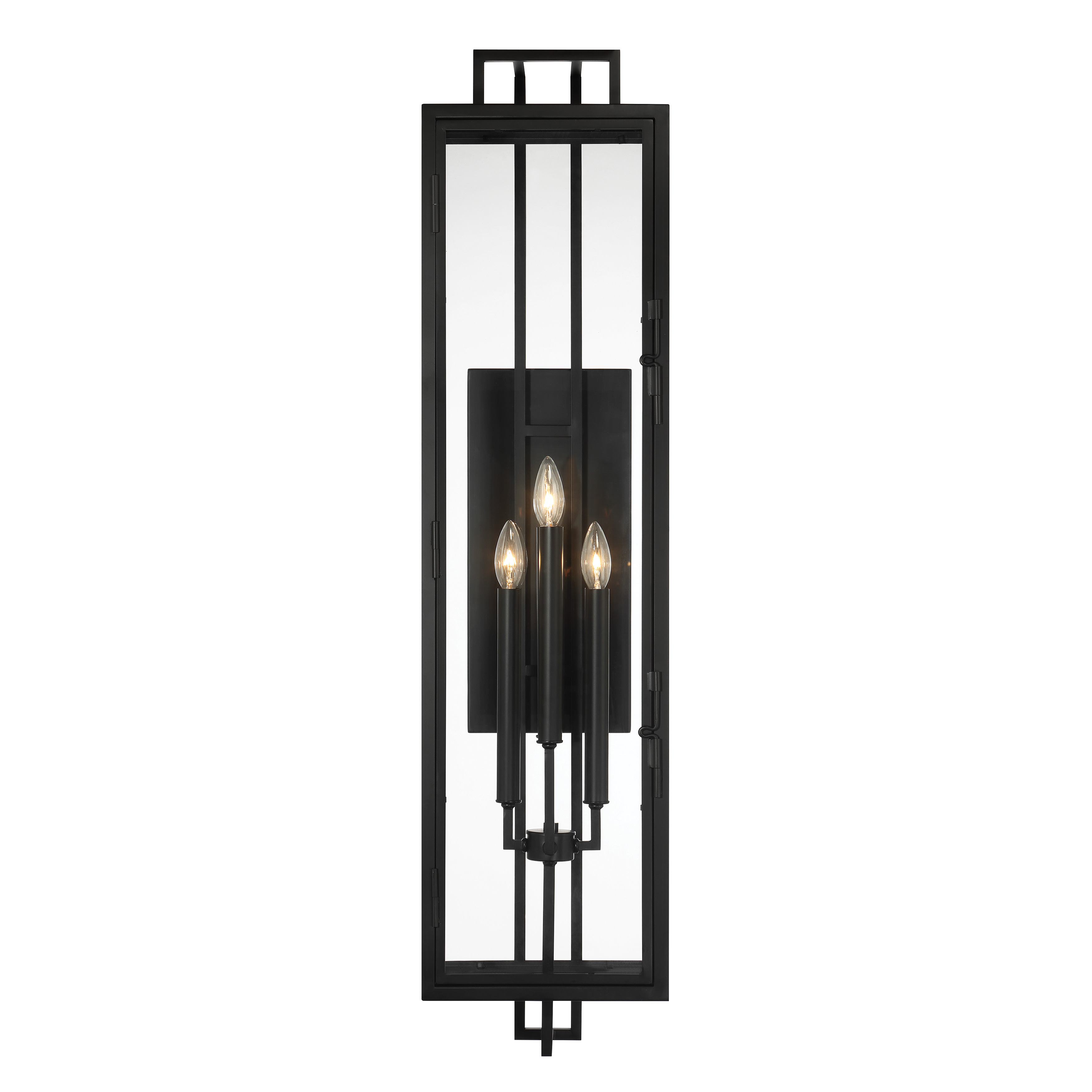 4 Light Outdoor Wall Mount with Steel Aluminum Glass in Coal Finish - alternate view