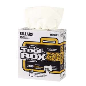 SEL5020001, Sellars, TOOLBOX Z400, Interfold, 1 ply, 9.50"x16.50", Double Recreped (DRC), Industrial Wipers, White