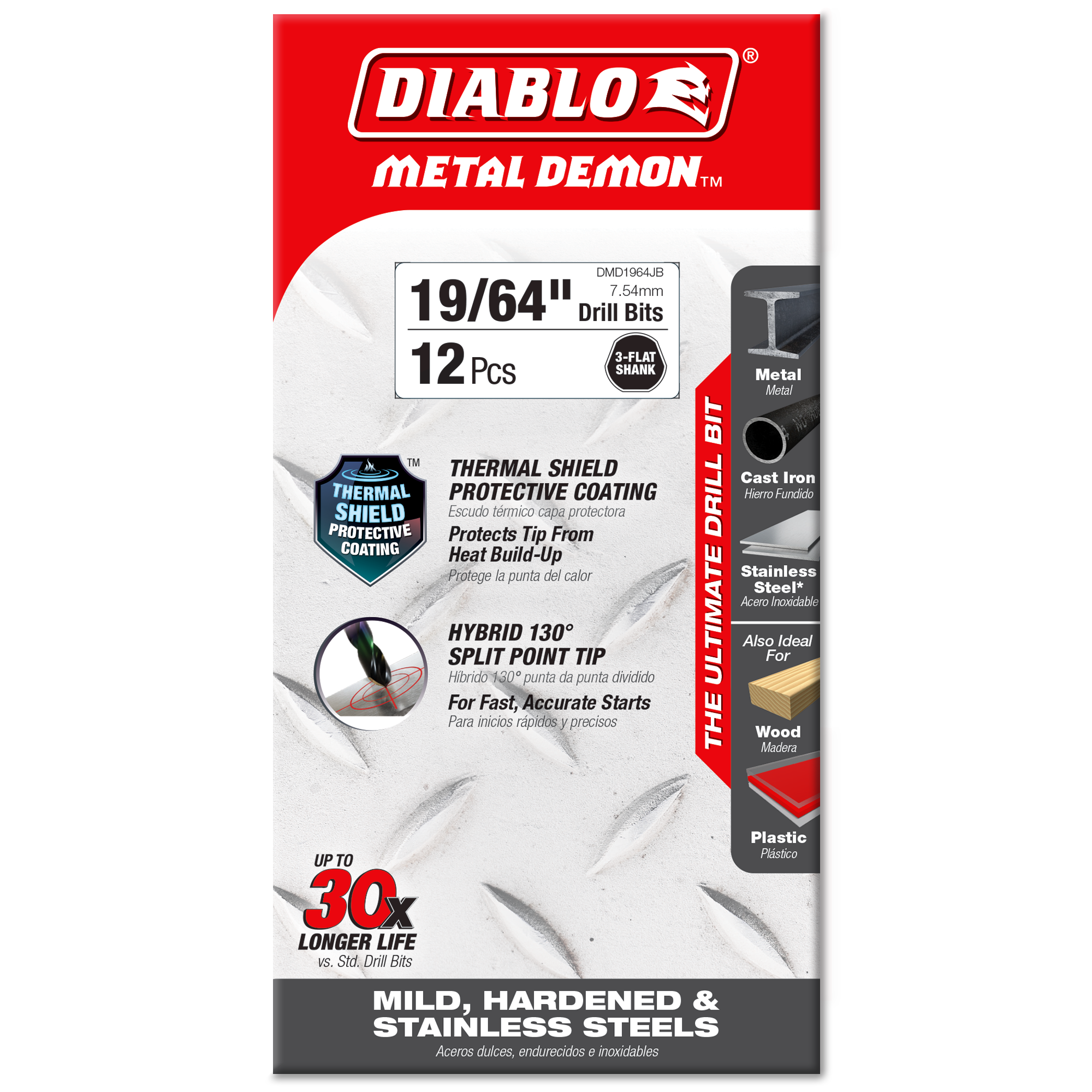Diablo 19/64 in. Metal Demon Drill Bit for Mild, Hardened and Stainless Steels in its retail packaging, ready for the job box or tool bag