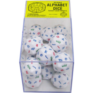 30-Sided Alphabet Dice, Lower Case Letters, Box of 20
