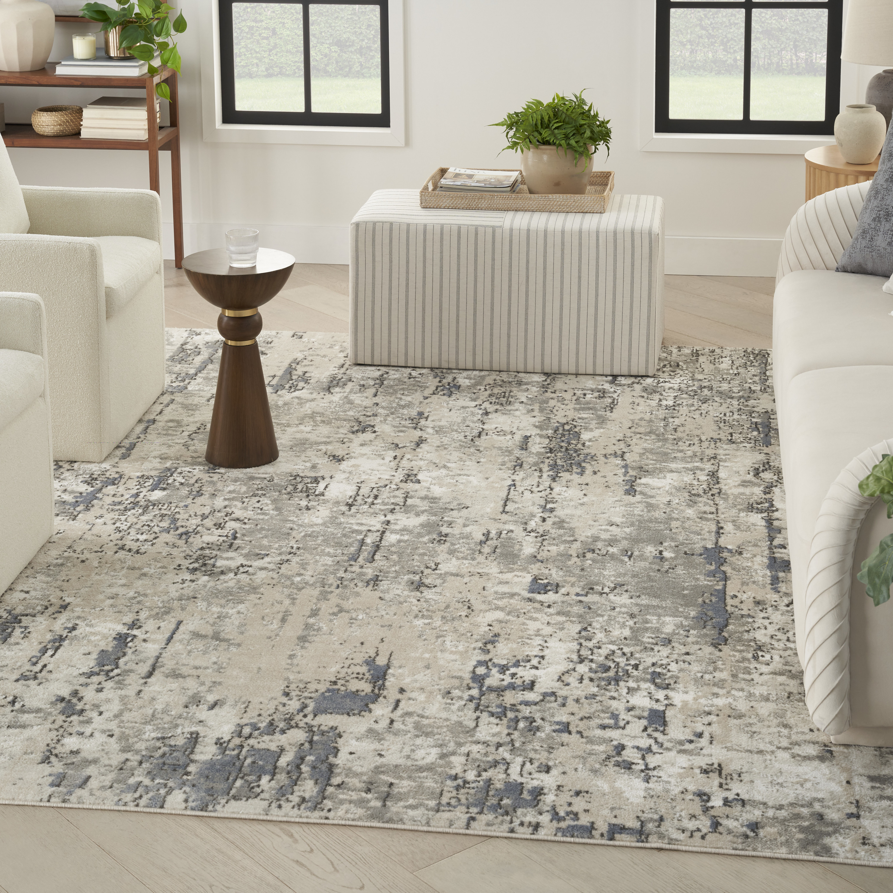 Nourison Quarry 5'3" x 7'3" Ivory Blue Grey Modern Indoor Rug