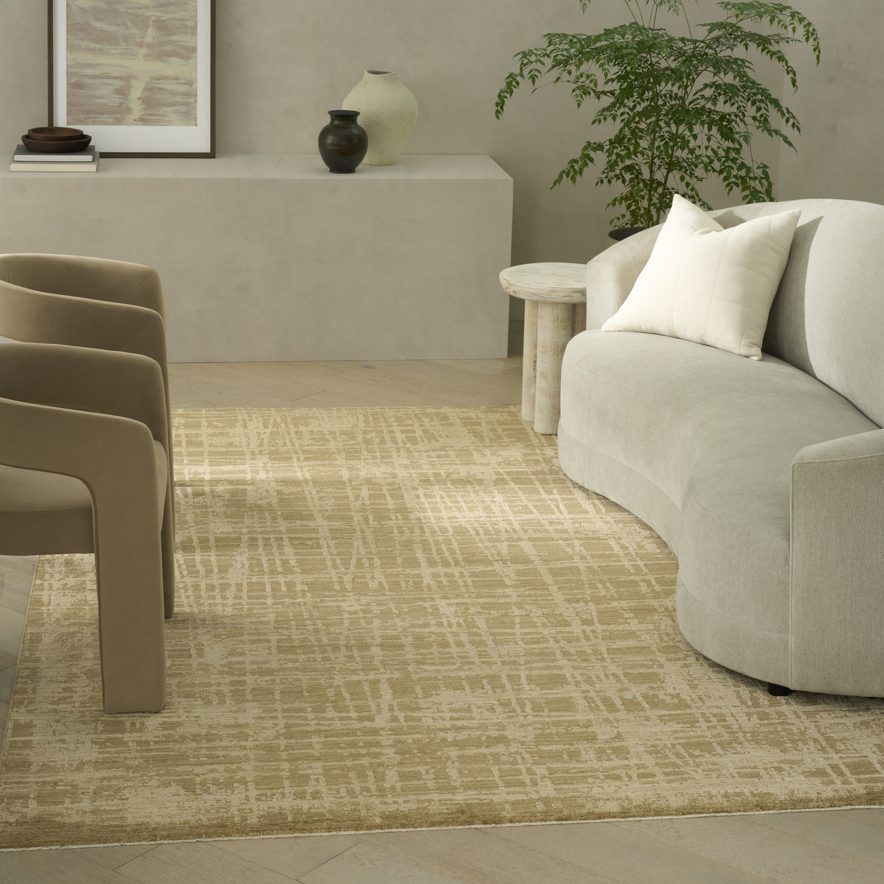 Calvin Klein CK090 Latitude 7'10" x 10'2" Taupe Modern Indoor Rug