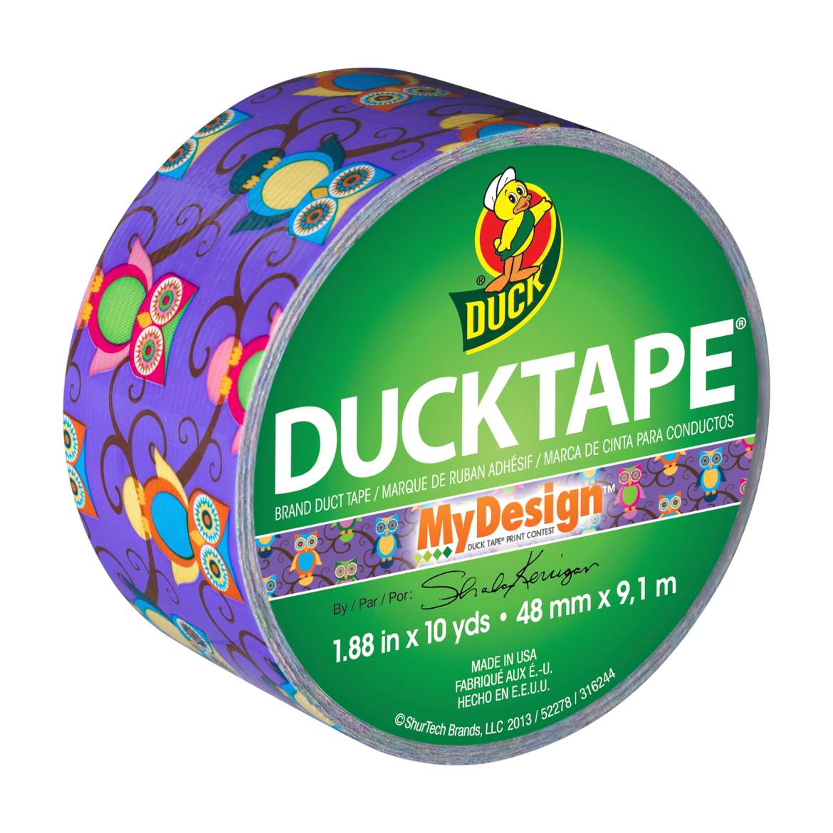 Printed Duck Tape® Brand Duct Tape - Retro Owls, 1.88 in. x 10 yd. Image