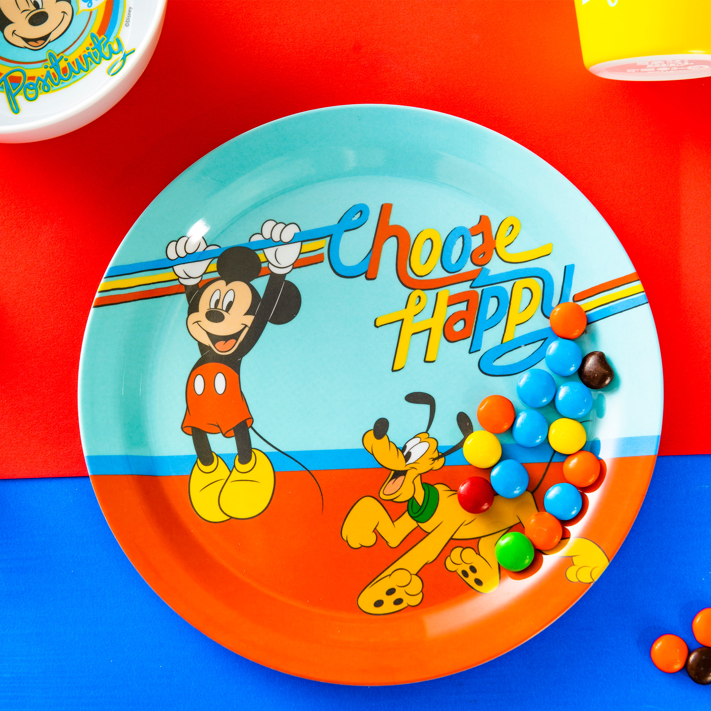 Disney Plate, Bowl, Tumbler and Flatware Set, Rainbow Mickey Mouse, 5-piece set slideshow image 8