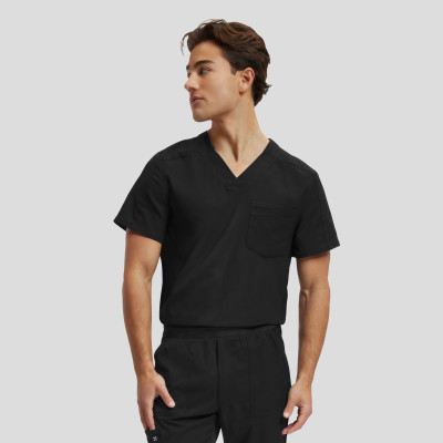 White Cross VIBE Men&#8216;s 2-Pocket V-Neck Scrub Top-White Cross