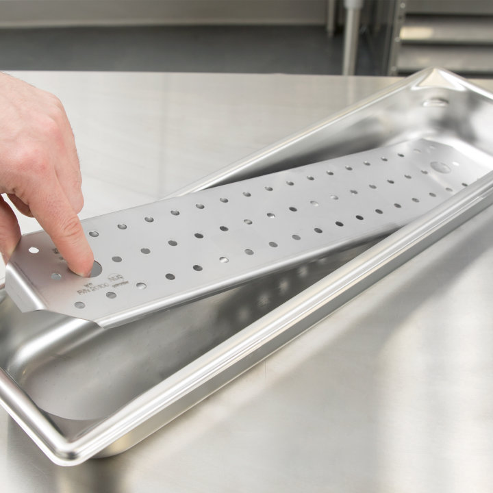Half-long-size Super Pan V® stainless steel false bottom