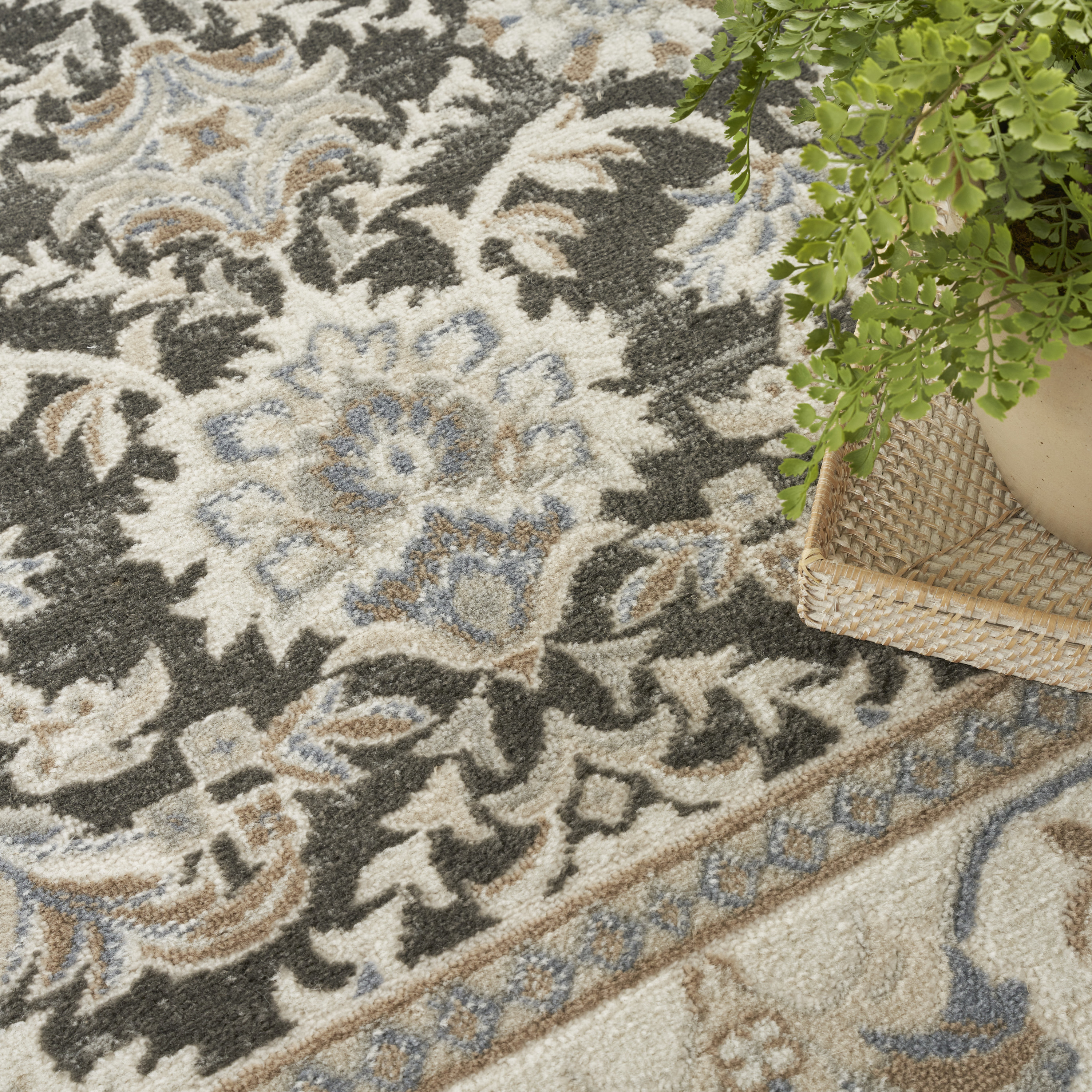 Nourison Serenity Home 7'10" x 9'10" Ivory Grey Blue Vintage Indoor Rug