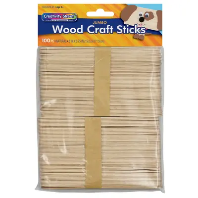 Creativity Street  Jumbo Craft Sticks, Natural,  6" x .75", 100 Pieces