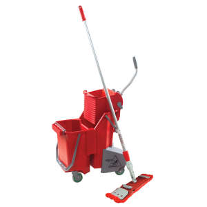 Unger, SmartColor™, 32qt, Mop Bucket w/ Sidepress Wringer and Drain, Red