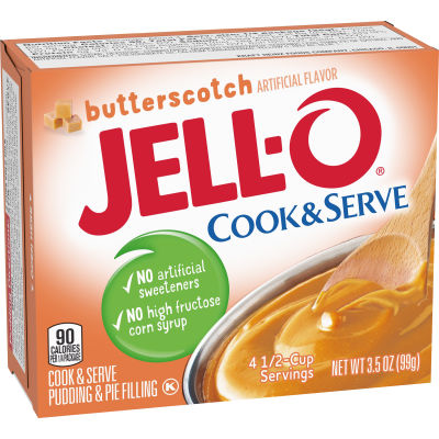 Jell-O Cook & Serve Butterscotch Pudding & Pie Filling, 3.5 oz Box